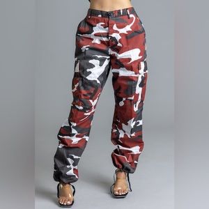 Camo Cargo Pants red black and white Large Regular